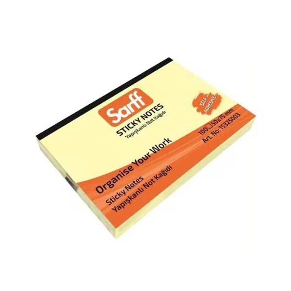 Sarff Yapışkanlı Not Kağıdı 50x75 mm 100 Yaprak Sarı