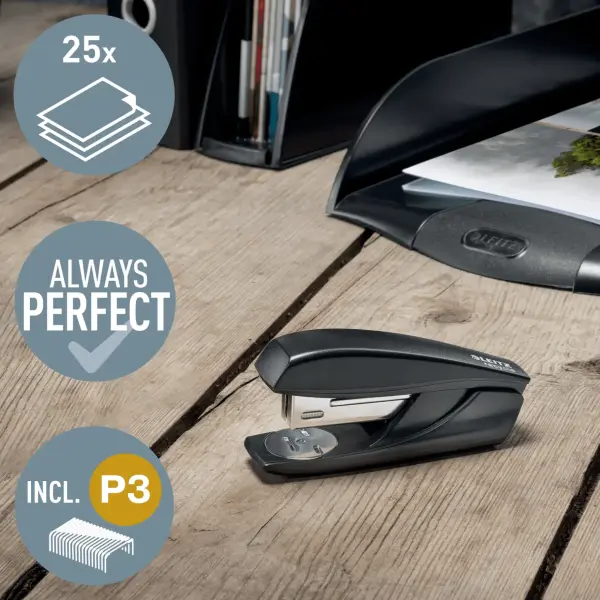 Leitz Recycle Küçük Zımba Makinesi 25 Sayfa Siyah ( 5606-95 )