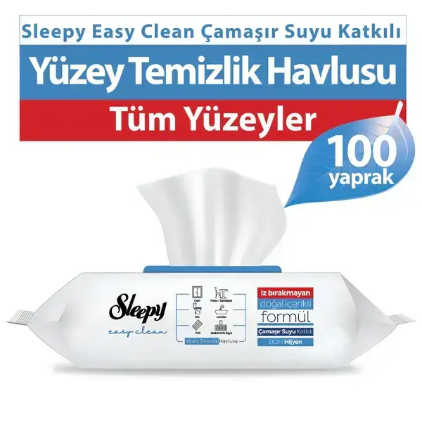 Sleepy Easy Clean 100'lü Yüzey Temizlik Havlusu Çamaşır Suyu Katkılı