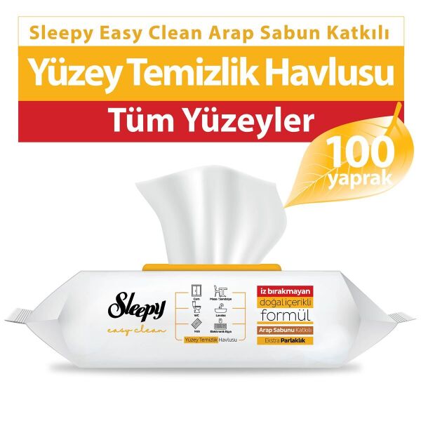 Sleepy Easy Clean 100'lü Yüzey Temizlik Havlusu Arap Sabunu Katkılı