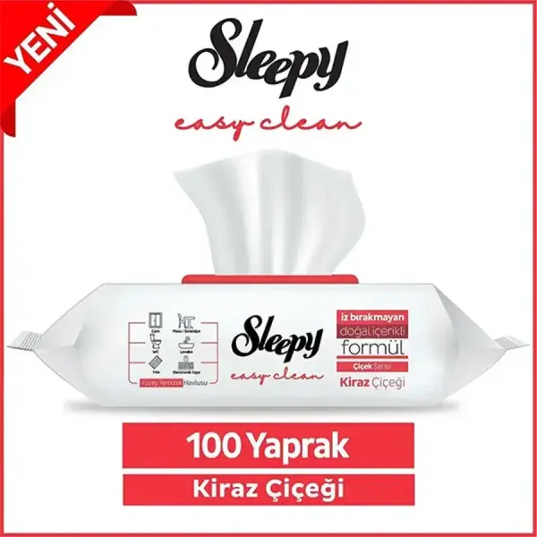 Sleepy Easy Clean 100'lü Yüzey Temizlik Havlusu Kiraz Çiçeği