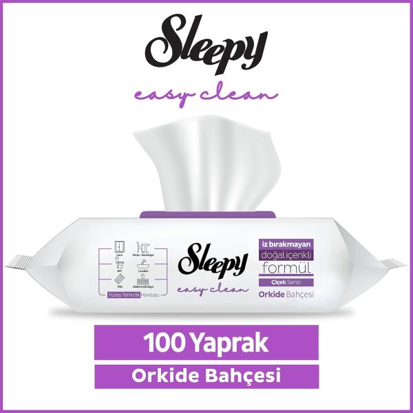 Sleepy Easy Clean 100'lü Yüzey Temizlik Havlusu Orkide Bahçesi