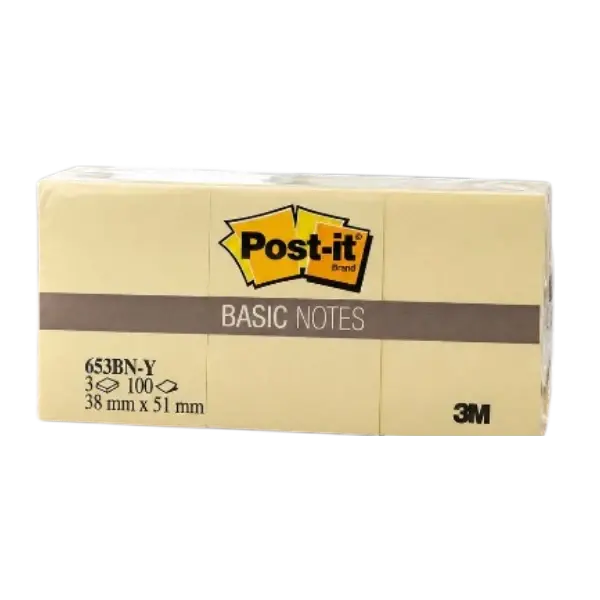 Post-It 653 Yapışkanlı Not 38mmx51mm 100 yaprak 12'li Paket